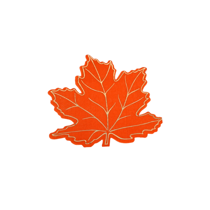 Orange leaf shaped napkin for fall or Thanksgiving from Parte Haus party supply store in Bethesda Maryland