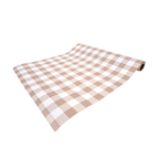 Beige gingham table runner with checkered design picnic theme from Parte Haus party supply store in Bethesda MD