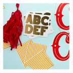 Red yellow and gold letter banner kit with red tassel for celebration from Parte Haus party supply store in Bethesda MD