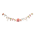 Multicolor circus theme garland with animals and tent decor for birthday from Parte Haus party supply store in Bethesda MD