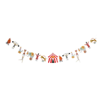 Multicolor circus theme garland with animals and tent decor for birthday from Parte Haus party supply store in Bethesda MD