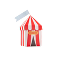 Red and white circus tent favor box for carnival theme from Parte Haus party supply store in Bethesda MD