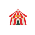 Red and white circus tent shaped plate for circus birthday from Parte Haus party supply store in Bethesda MD
