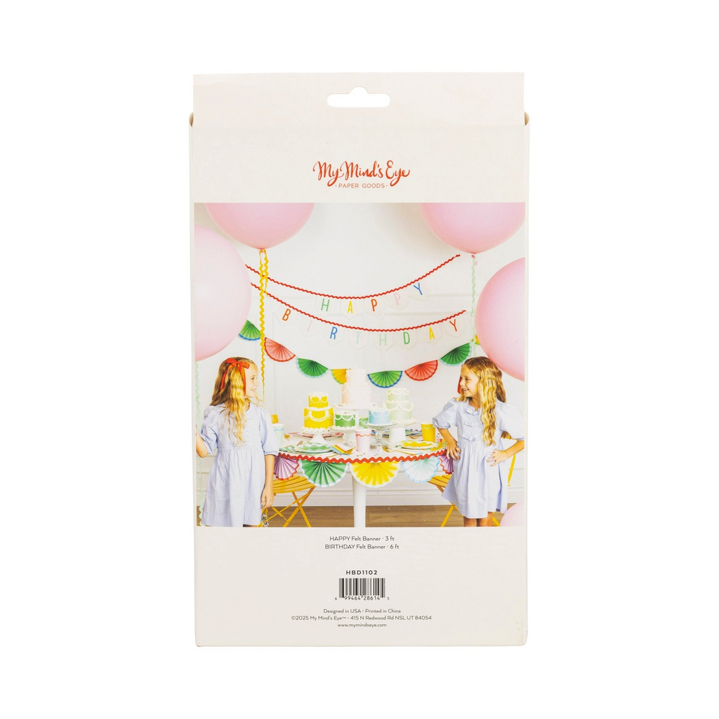 Multicolor Bright "Happy Birthday" Felt Banner