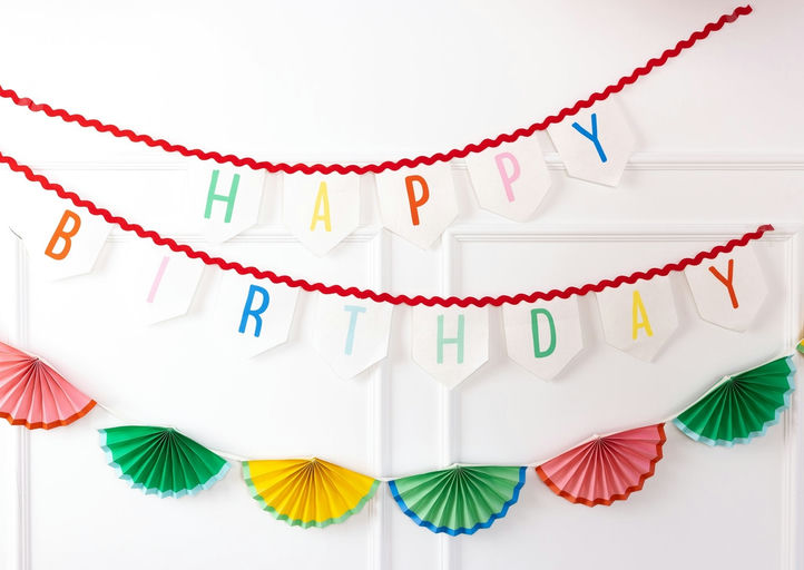 Multicolor Birthday Paper Bunting Banner
