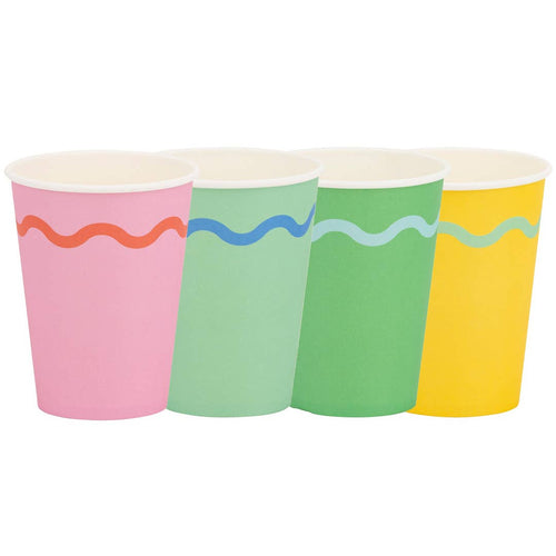 Assorted Color Wavy Birthday Party Cups