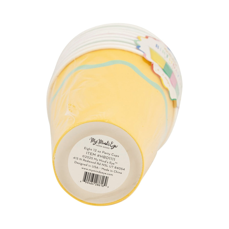 Assorted Color Wavy Birthday Party Cups