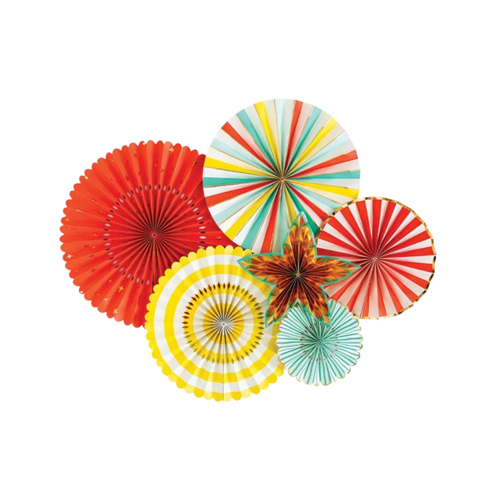 Multi Colored Hip Hip Hooray Party Fans Backdrop