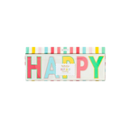 Multicolor happy birthday banner with bold letters birthday theme from Parte Haus party supply store in Bethesda Maryland