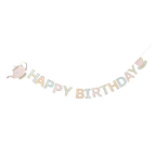 Pastel birthday banner with teapot theme for tea party from Parte Haus party supply store in Bethesda Maryland
