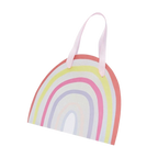 Multicolor rainbow gift bag with pastel stripes for birthday from Parte Haus party supply store in Bethesda MD