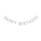 iridescent happy birthday banner hanging decor birthday theme from Parte Haus party supply store in Bethesda MD
