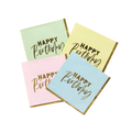 Pastel birthday napkins with gold lettering for birthday celebration from Parte Haus party supply store in Bethesda MD
