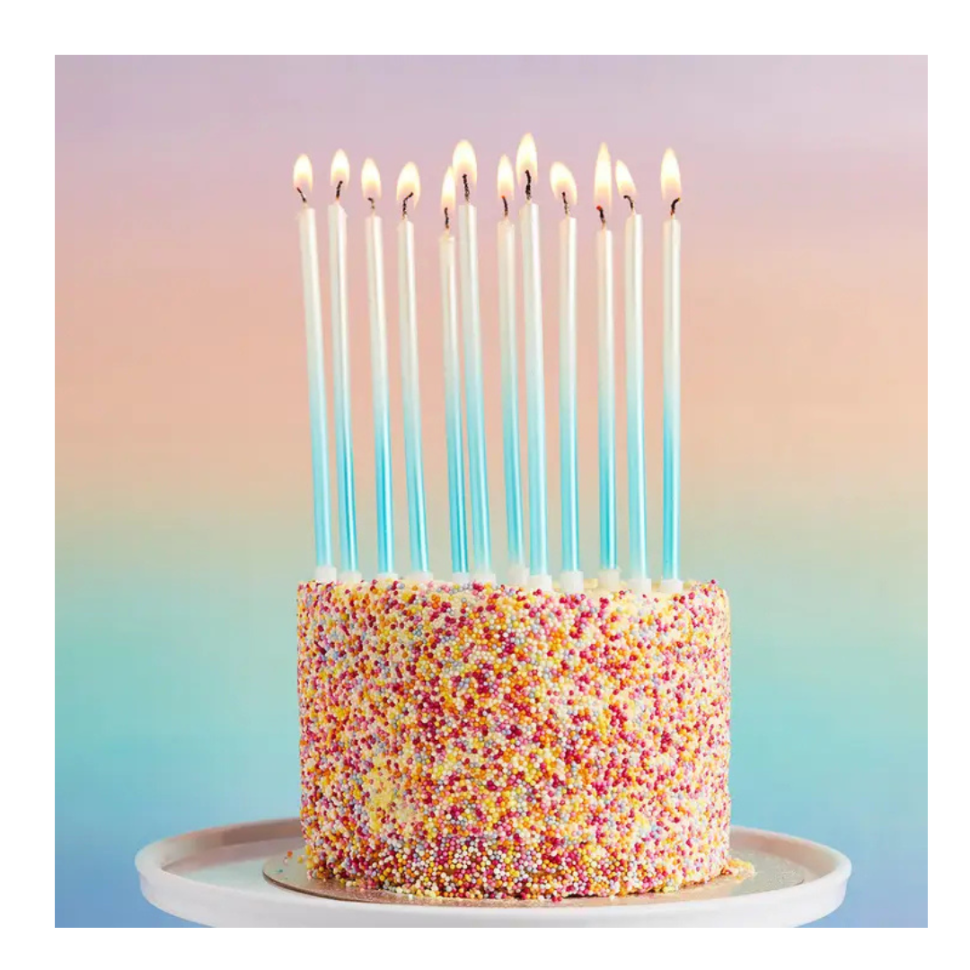 Blue Ombre Tall Skinny Candles