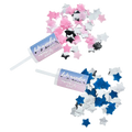 Pink blue silver star confetti poppers for gender reveal from Parte Haus party supply store in Bethesda Maryland