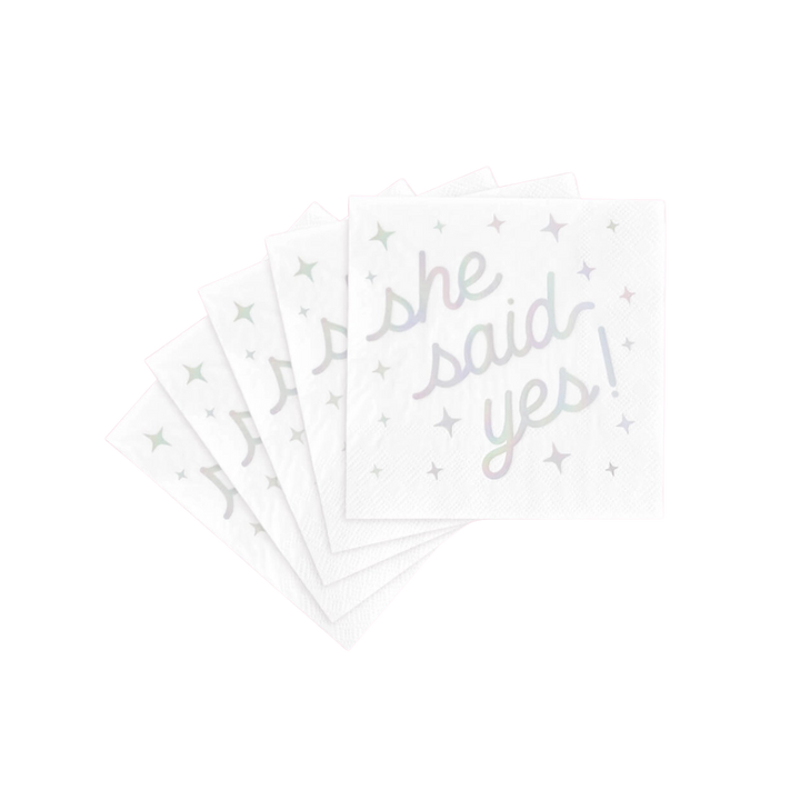 White with Silver Engaged Era Napkins