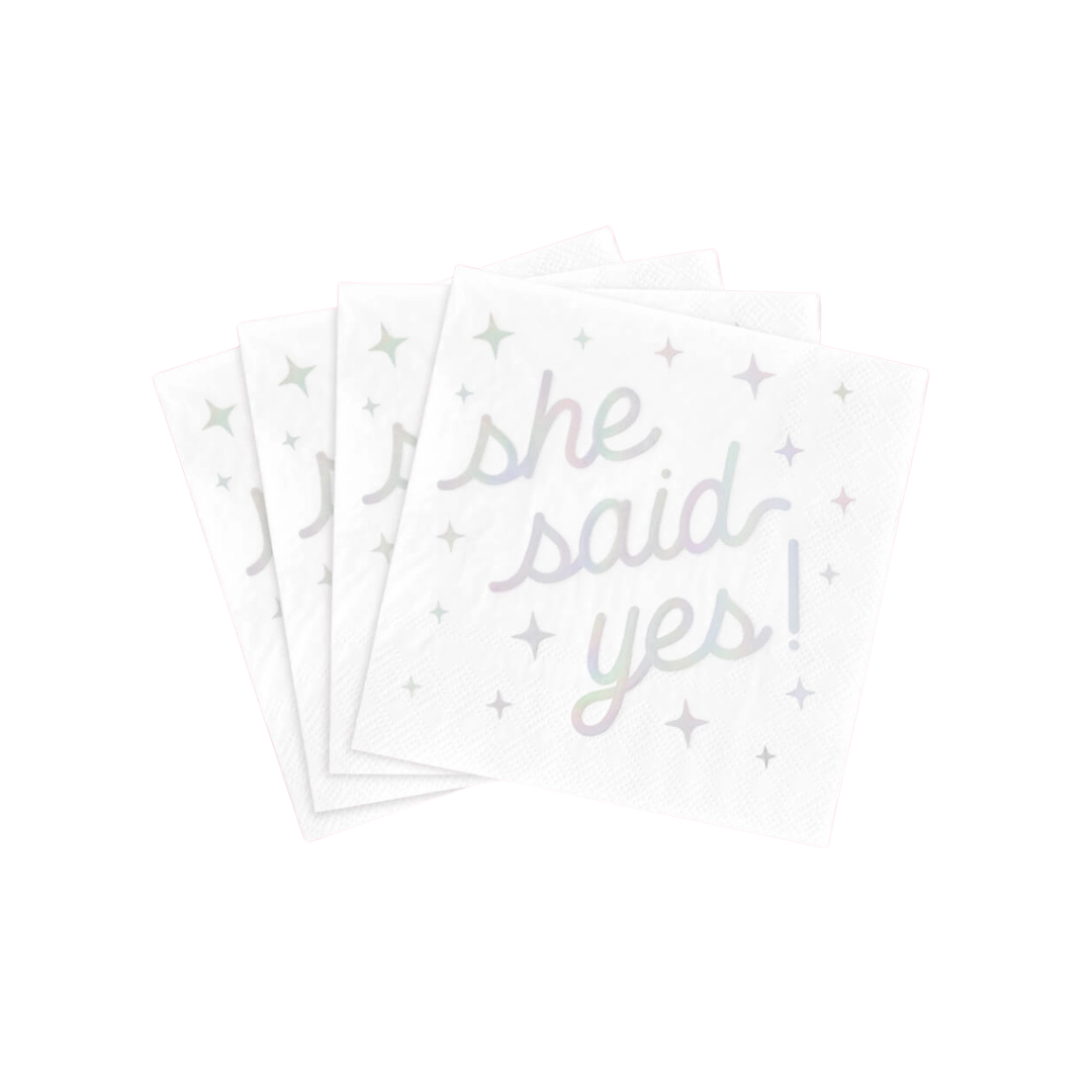White with Silver Engaged Era Napkins