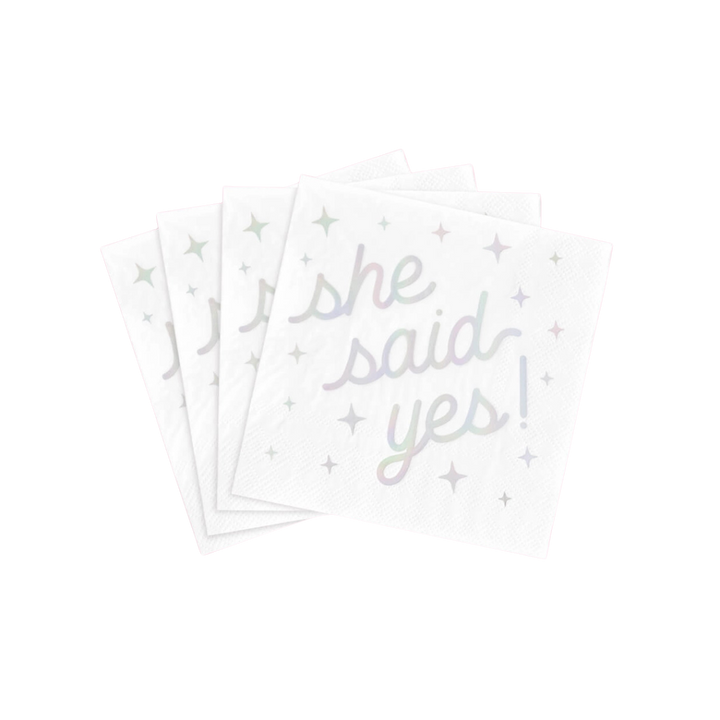 White with Silver Engaged Era Napkins