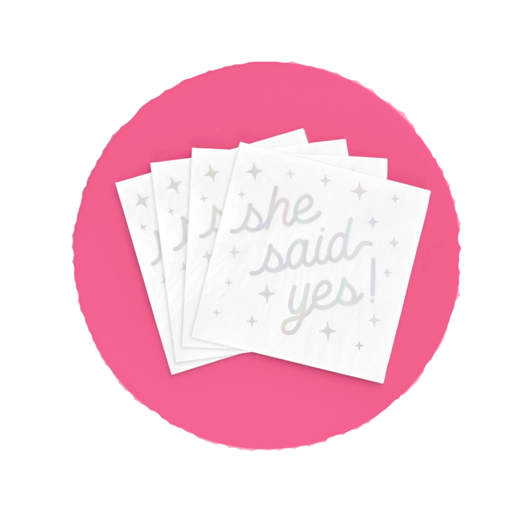 White with Silver Engaged Era Napkins