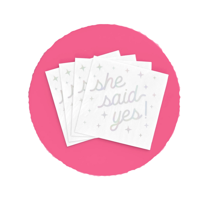 White with Silver Engaged Era Napkins