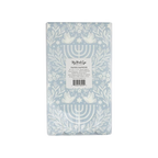 Blue Hanukkah paper napkins with menorah and dove design for Hanukkah from Parte Haus party supply store in Bethesda MD