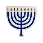 Blue and white menorah napkin for Hanukkah from Parte Haus party supply store in Bethesda Maryland