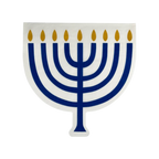 Blue and gold menorah napkin shaped like a menorah for Hanukkah from Parte Haus party supply store in Bethesda MD