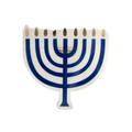 Blue and white menorah shaped plate Hanukkah theme from Parte Haus party supply store in Bethesda Maryland