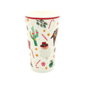 White Christmas themed paper cup with Santa cactus and holiday icons from Parte Haus party supply store in Bethesda MD