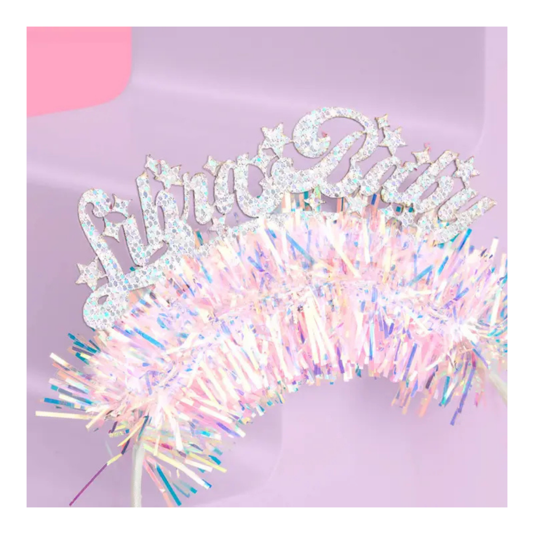 Iridescent "Libra Baby" Glitter  Fringe Headband