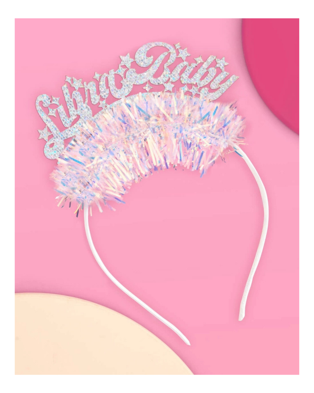 Iridescent "Libra Baby" Glitter  Fringe Headband