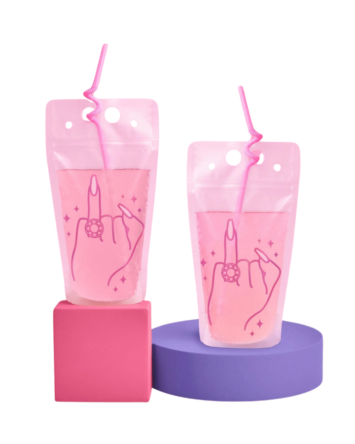 Pink Ring Finger Bachelorette Party Drink Pouches
