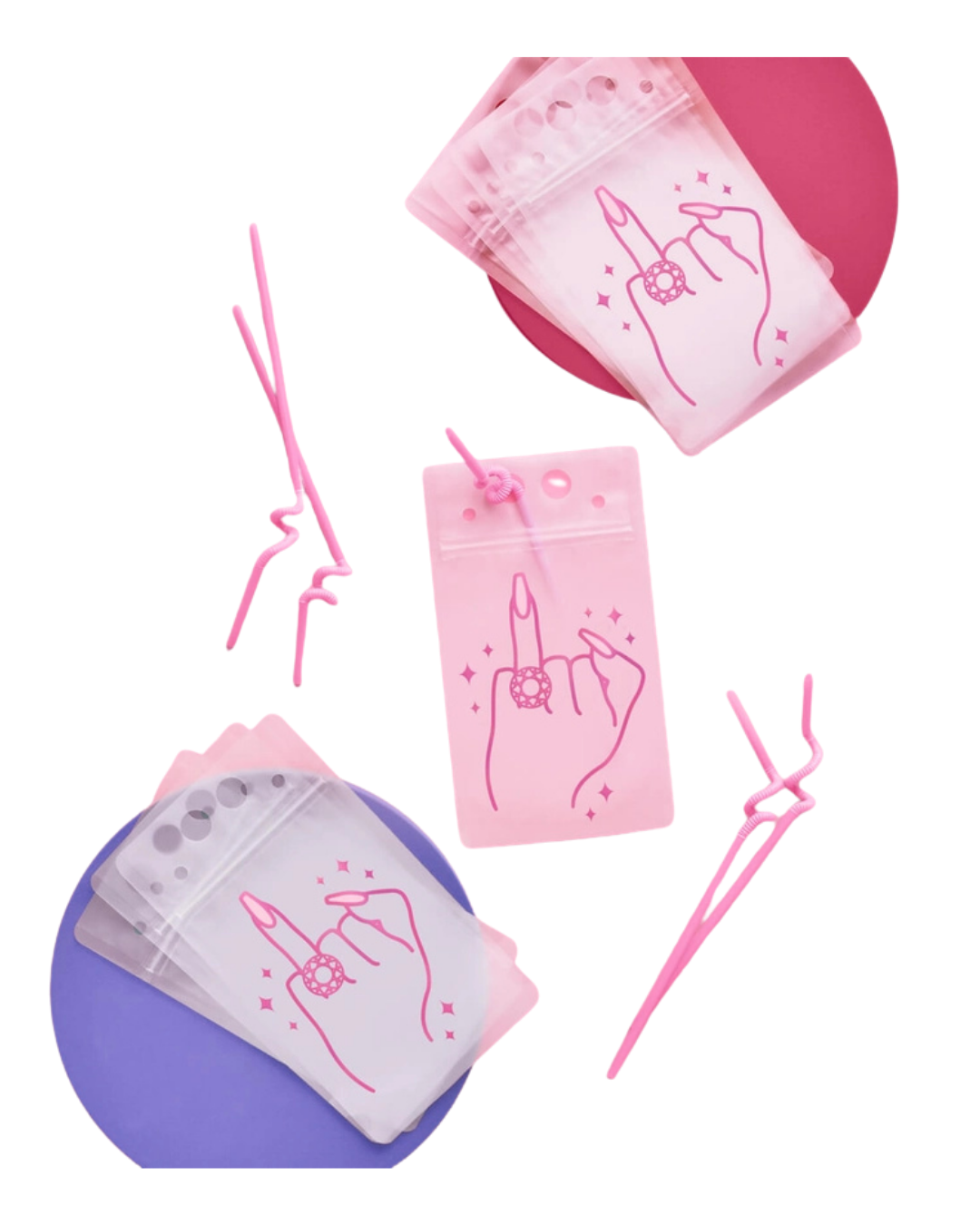 Pink Ring Finger Bachelorette Party Drink Pouches