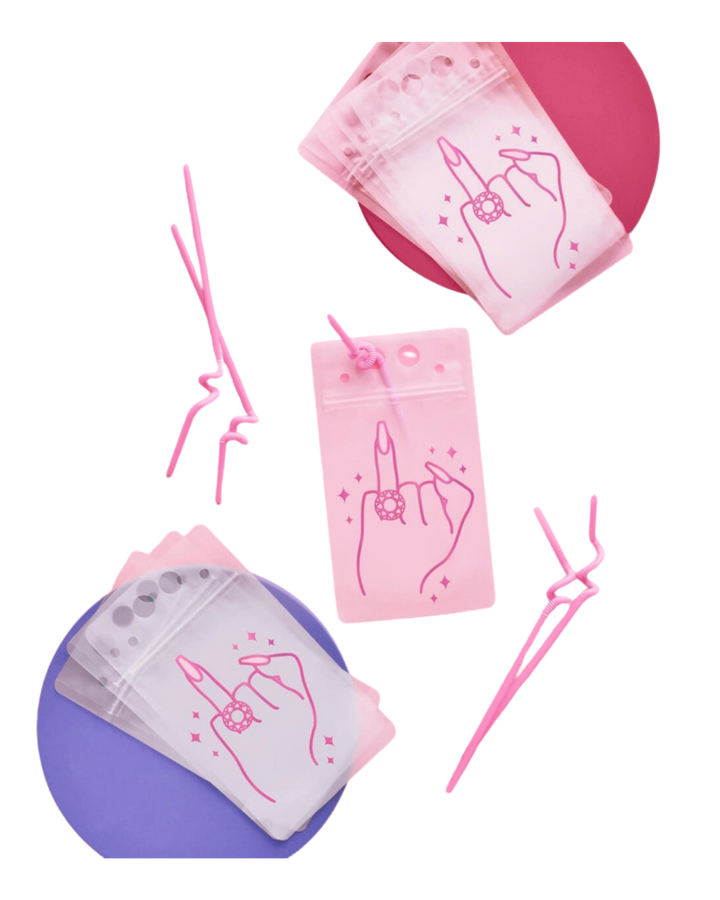 Pink Ring Finger Bachelorette Party Drink Pouches