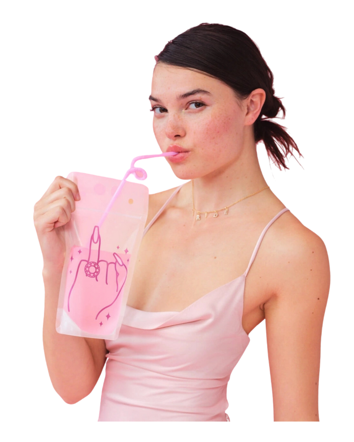 Pink Ring Finger Bachelorette Party Drink Pouches