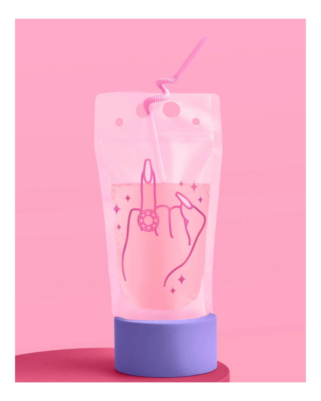 Pink Ring Finger Bachelorette Party Drink Pouches