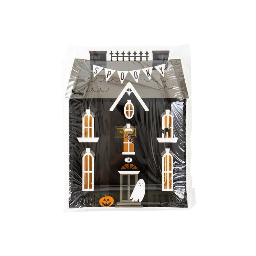 Black and White Haunted House Shaped Plate