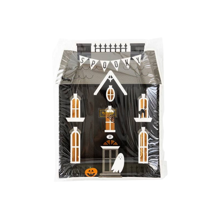 Black and White Haunted House Shaped Plate