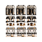 Black and white haunted house shaped plates Halloween theme from Parte Haus party supply store in Bethesda Maryland