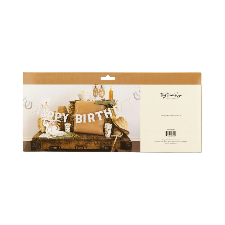 Silver Western "Happy Birthday" Banner
