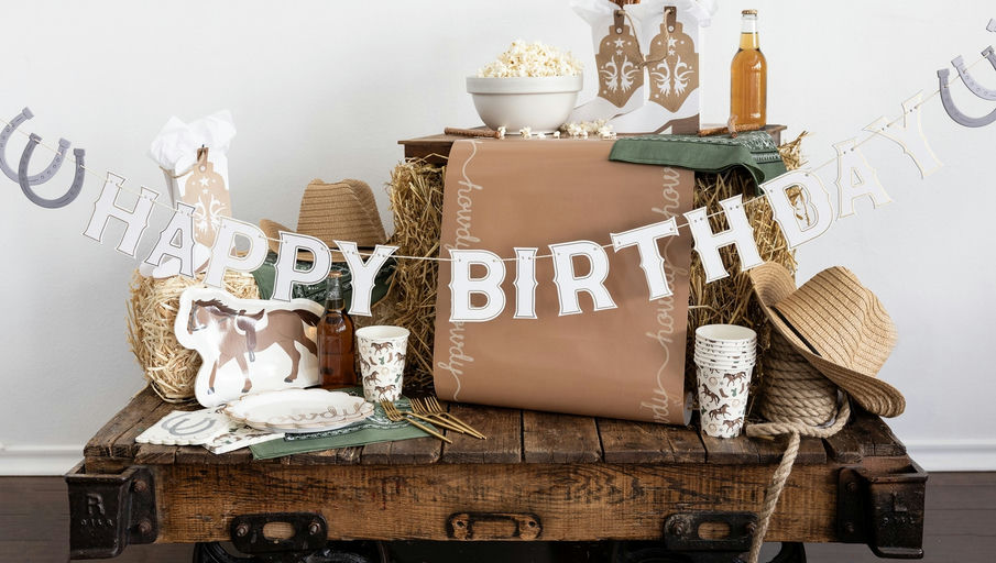 Silver Western "Happy Birthday" Banner