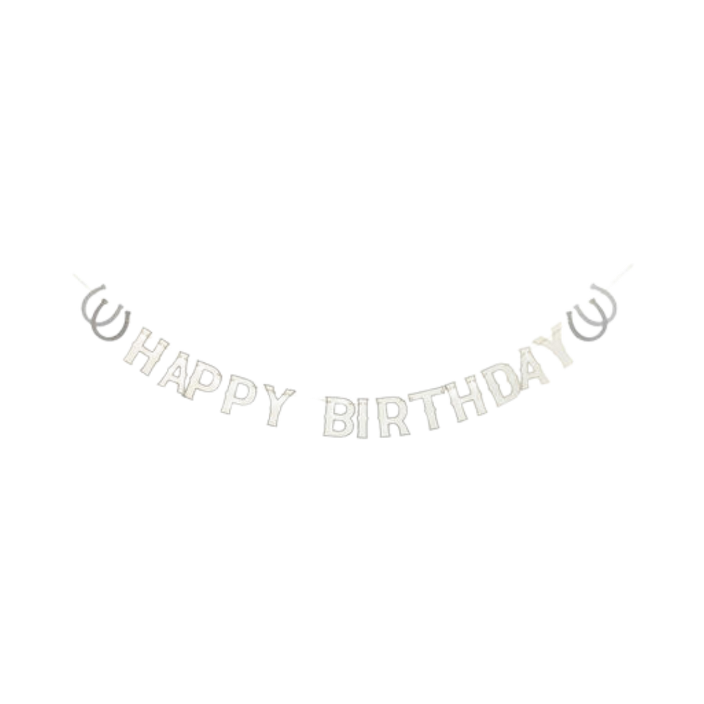 Silver Western "Happy Birthday" Banner