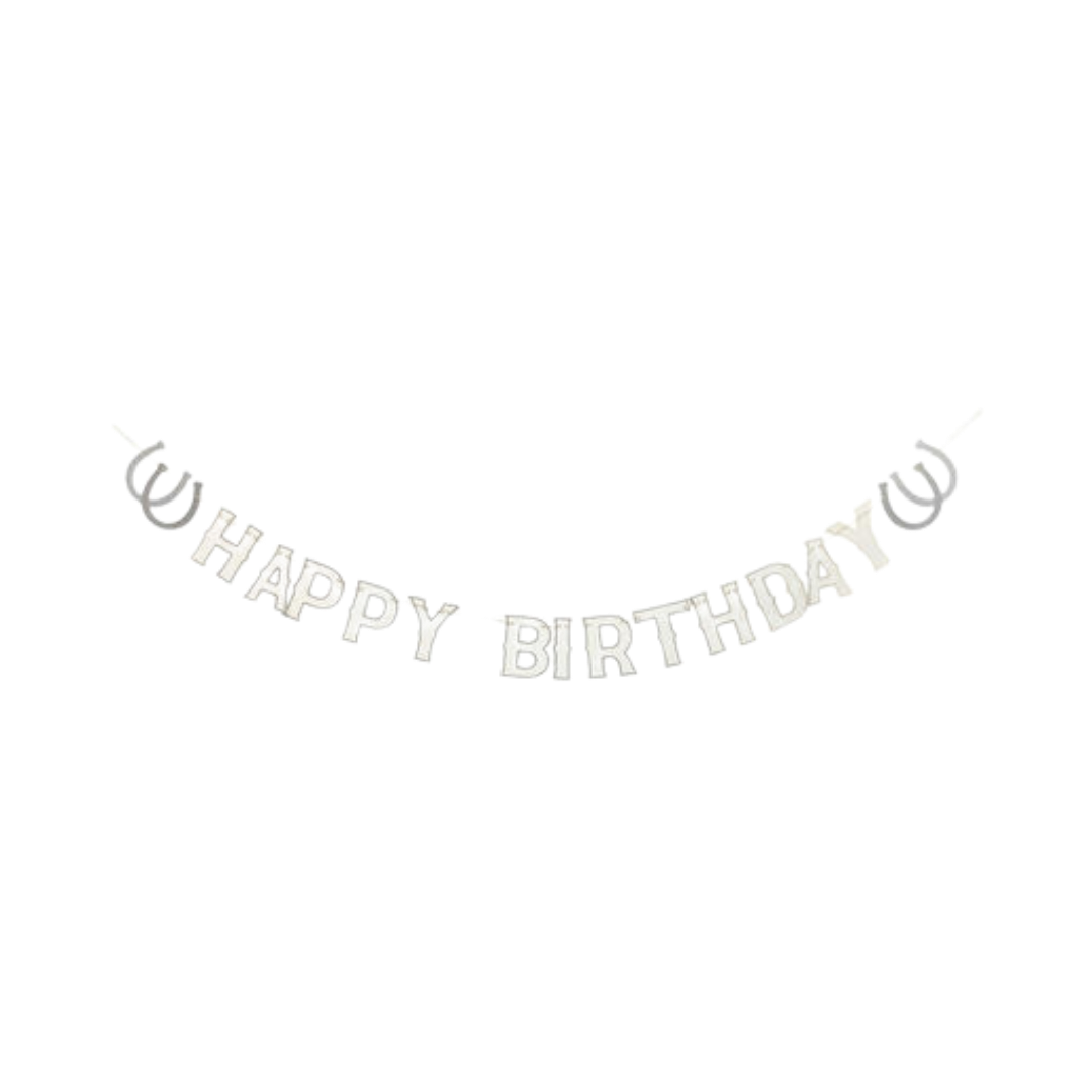 Silver Western "Happy Birthday" Banner