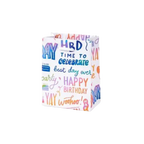 Multicolor small gift bag with happy birthday script for birthday from Parte Haus party supply store in Bethesda MD