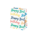 Multicolor Happy Birthday gift bag with script text for birthday from Parte Haus party supply store in Bethesda MD