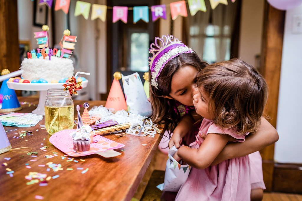 Pink birthday tiara and festive hats for kids birthday from Parte Haus party supply store in Bethesda Maryland