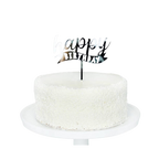 Silver acrylic happy birthday banner cake topper for birthday from Parte Haus party supply store in Bethesda MD