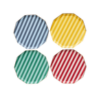 Blue yellow green red striped large plates Harry Potter theme from Parte Haus party supply store in Bethesda MD
