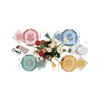 Multicolor Harry Potter house plates and napkins with floral centerpiece birthday theme from Parte Haus party supply store in Bethesda MD