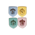 Multicolor Harry Potter house crest small plates Hogwarts theme from Parte Haus party supply store in Bethesda Maryland